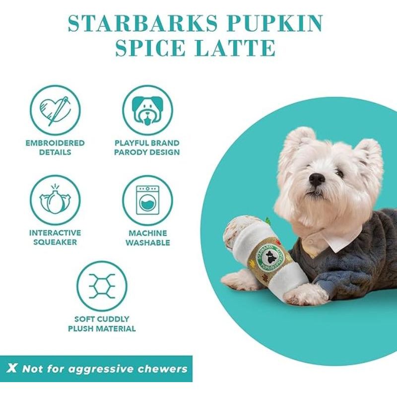 Starbarks Pupkin Spice Latte Plush Squeak Dog Toy