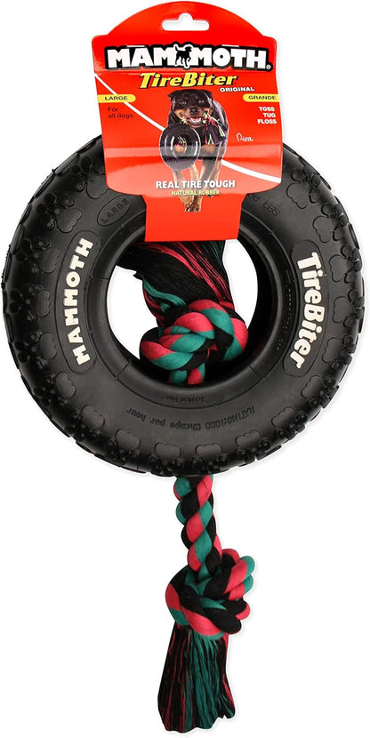 Rubber Dog Toys Tire Biter 10 Inch With Rope 🛞