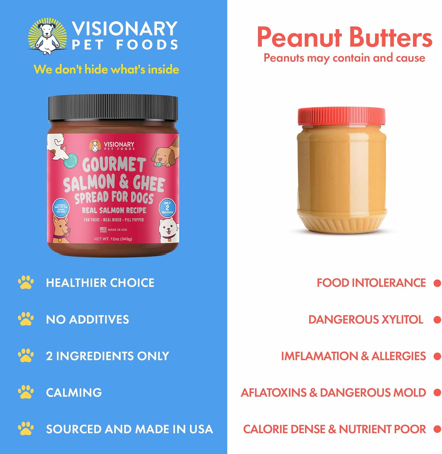 Salmon and Ghee Meat Spread | NEW 12oz Jar - Dog Treat - Visionary Pet Foods