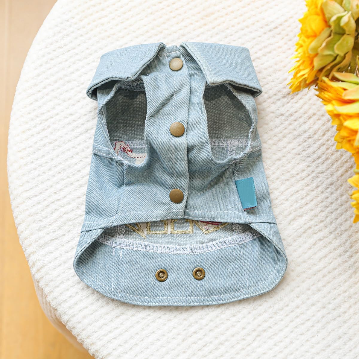 Denim Dog Vest Jacket with Patches & Snap Buttons