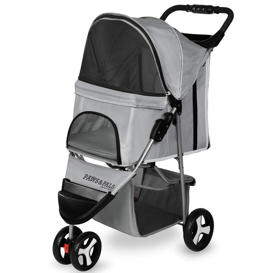 🐶 3 Wheel Elite Jogger Pet Stroller for Cat or Dog, Foldable, for Travel, Gray🐶 by Js House