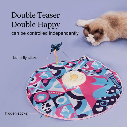 Fluttering Butterfly Cat Toys Interactive Cat Sticks Pet Kitten Can't Resist Mystery Motion Concealed Game Toy Automatic Teasing
