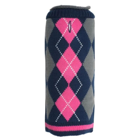 Aberdeen Argyle Navy & Pink Pet Sweater