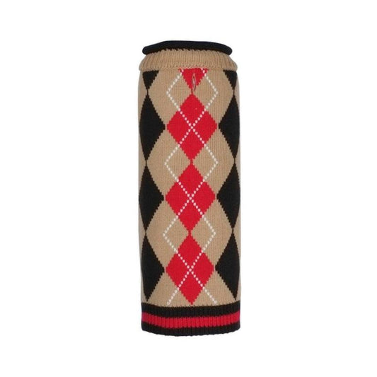Aberdeen Argyle Tan & Red Pet Sweater