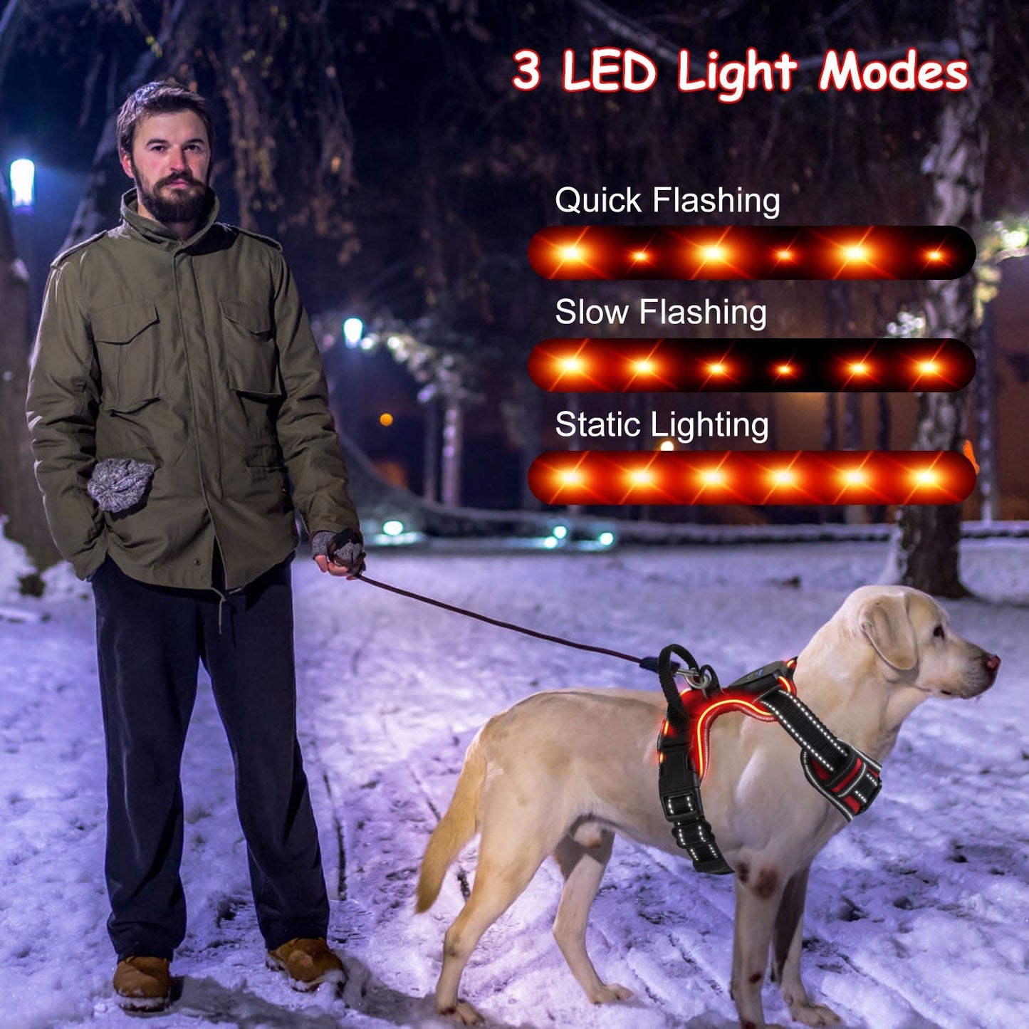 Light Up Dog Harness Rechargeable LED Dog Harness No Pull