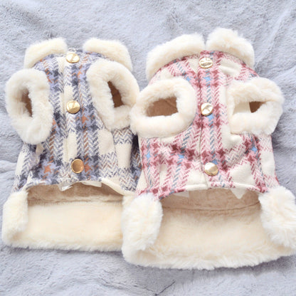 Dog clothing with warmth and plush that can be pulled vest