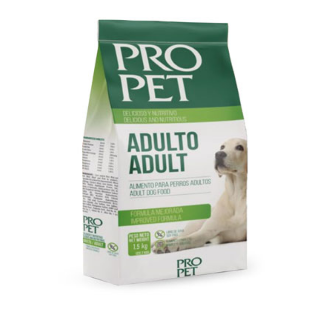 Pro Pet adult dog food packaging on a white background