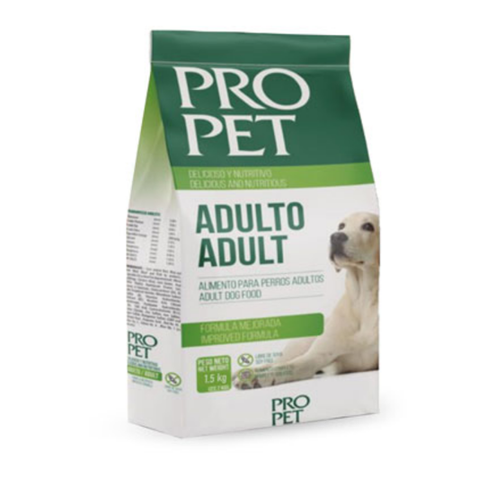 Pro Pet adult dog food packaging on a white background