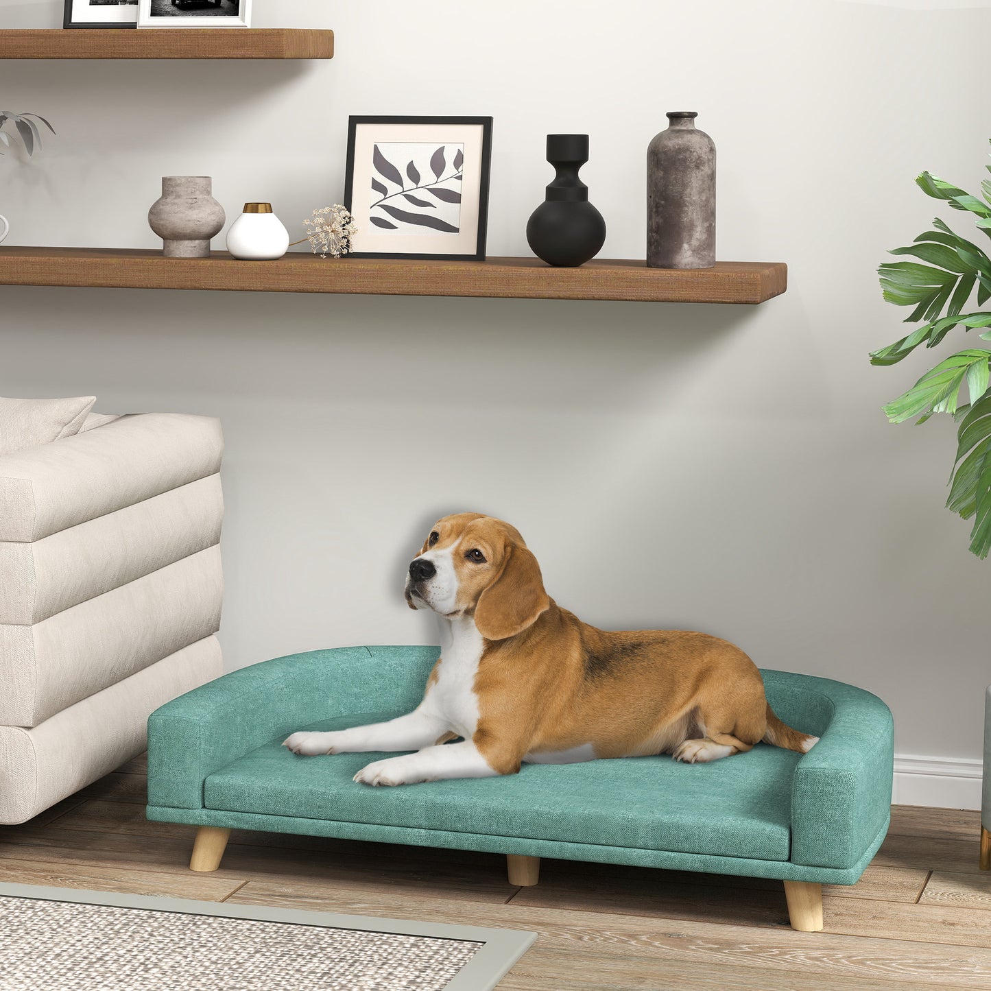 Dog Sofa Couch Bed with Washable Cushion for Large Dogs, Cats, Green