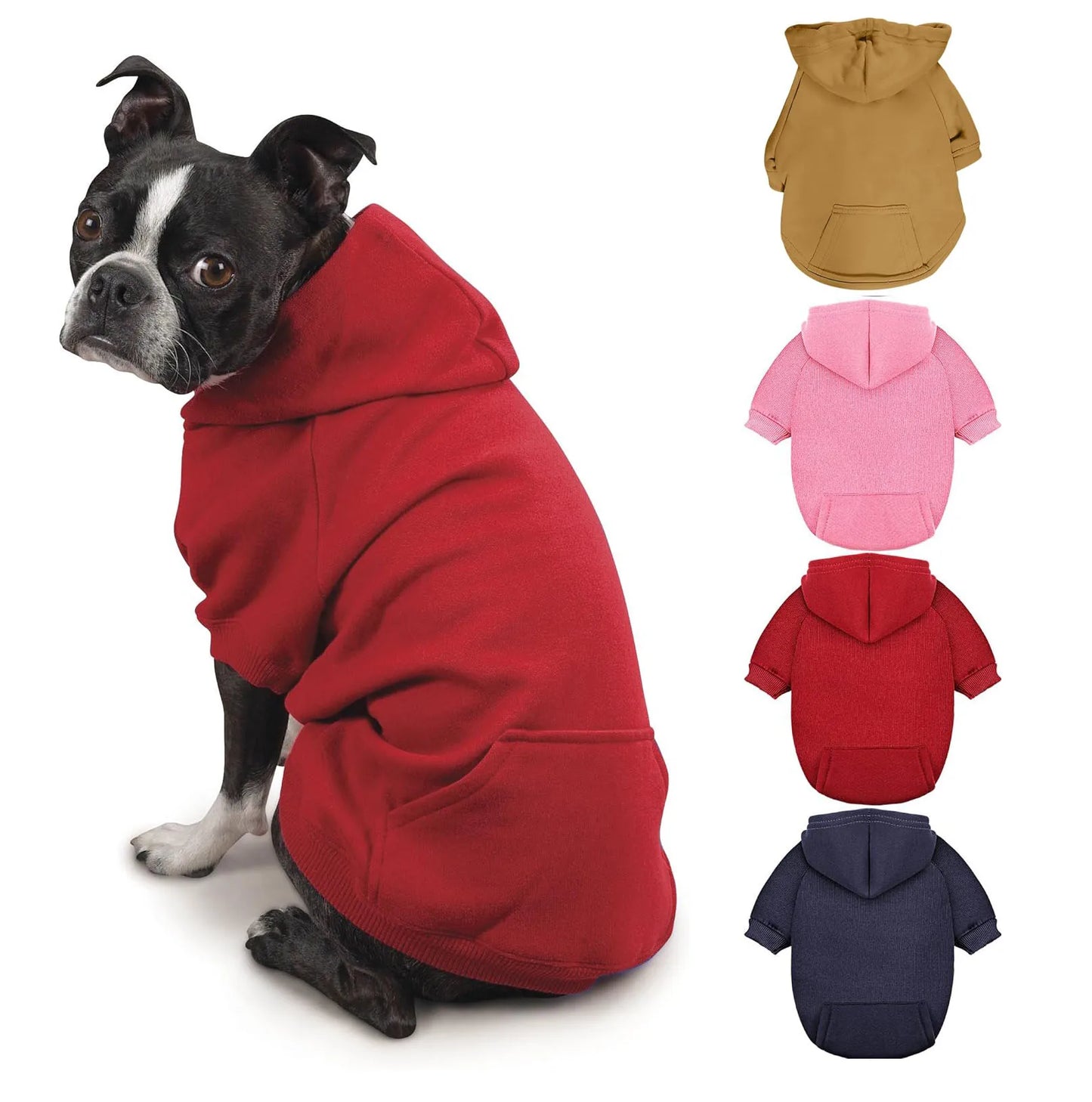 Dog Hoodies for Small Dogs, Spring Autumn Clothes Solid Color Sweatshirts with Pocket Pet Pullover Coat Puppy Cat Sport Costume