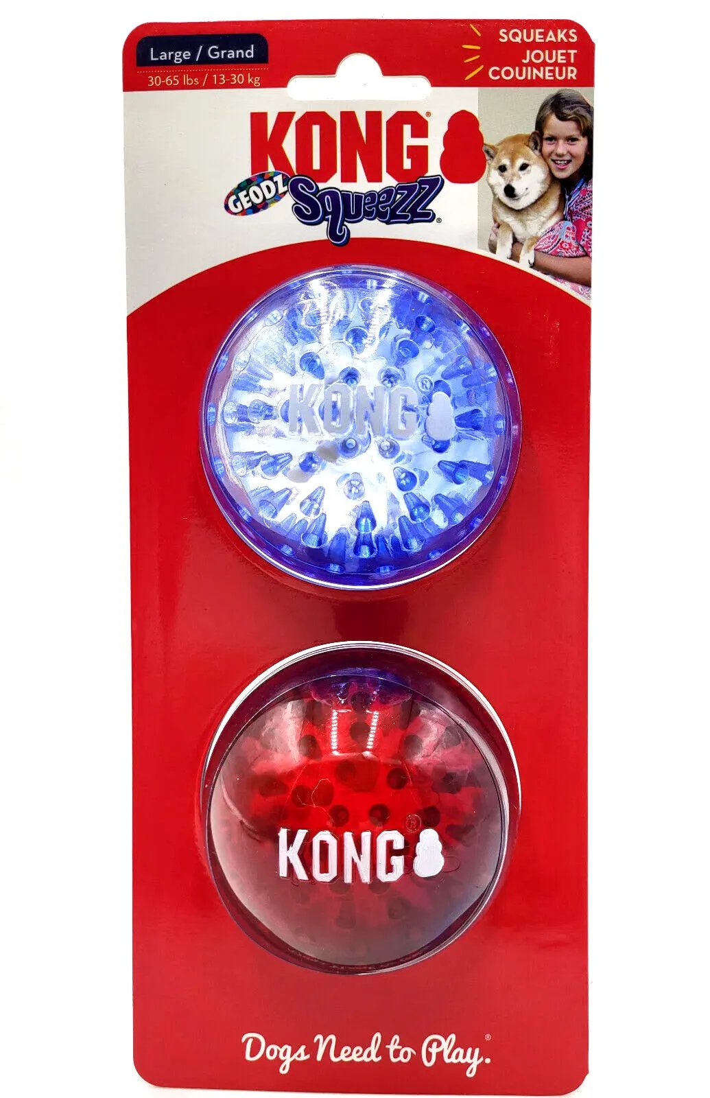 KONG® Squeezz Geodz Ball Large 2Pk Floating Squeaky