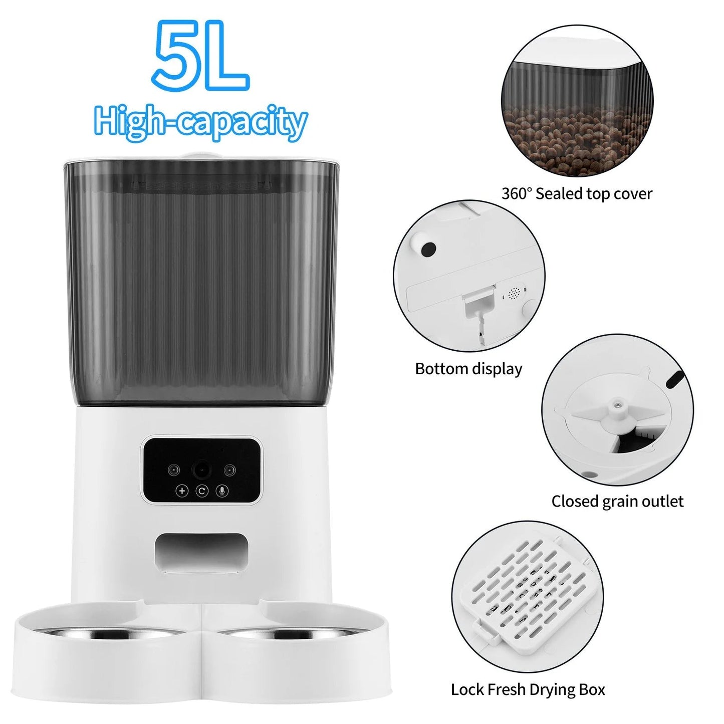 Automatic Pet Feeder Camera WiFi APP Control - 5L Smart 🤖