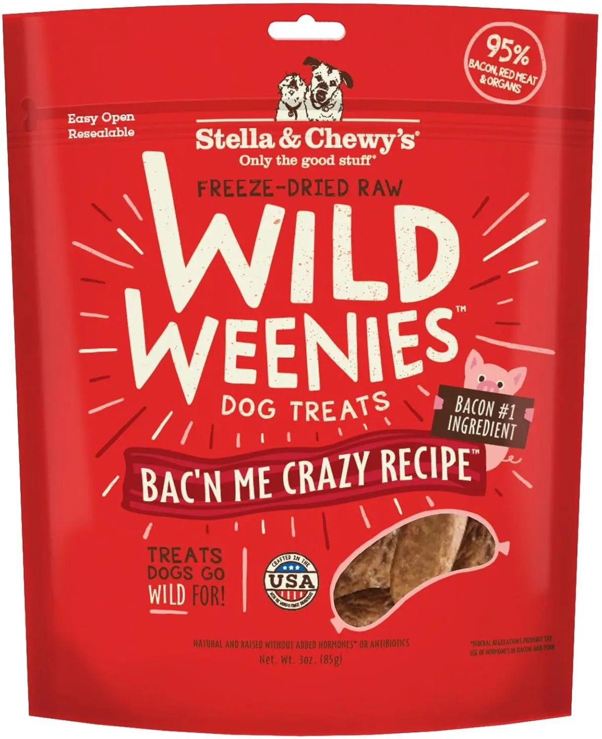 Freeze-Dried Raw Wild Weenies Dog Treats - High-Protein Training Treats for Dogs & Puppies