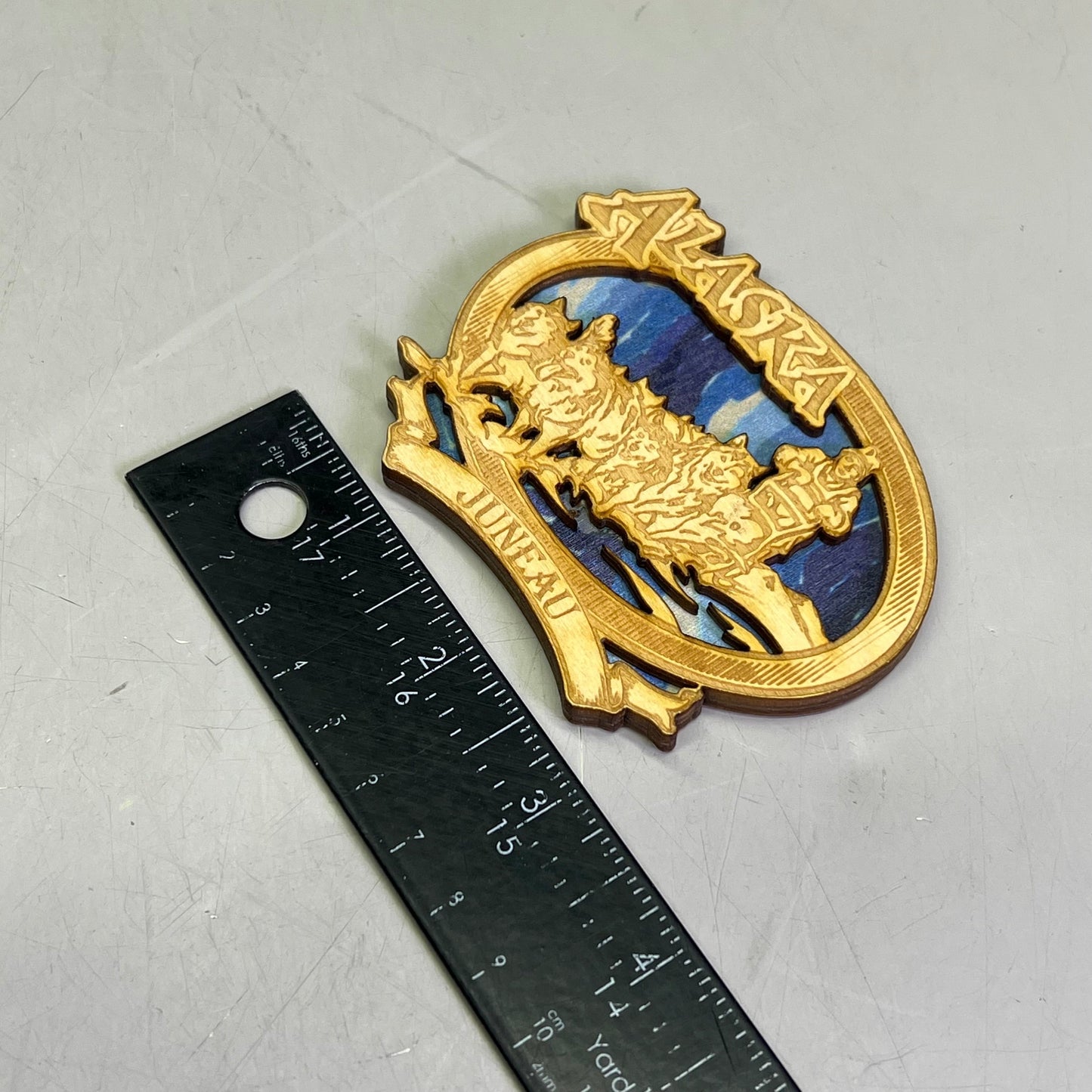 Z@ (2 PACK) Sled Dogs Laser Cut Wood Magnet Souvenir From JUNEAU, AK Made In USA