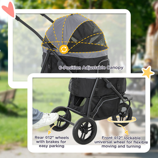 3-in-1 Pet Stroller - Jogging Carrier with Storage Basket