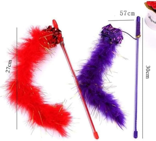 Purple Cat Teasing Stick Toy Interactive Stick Sparkly