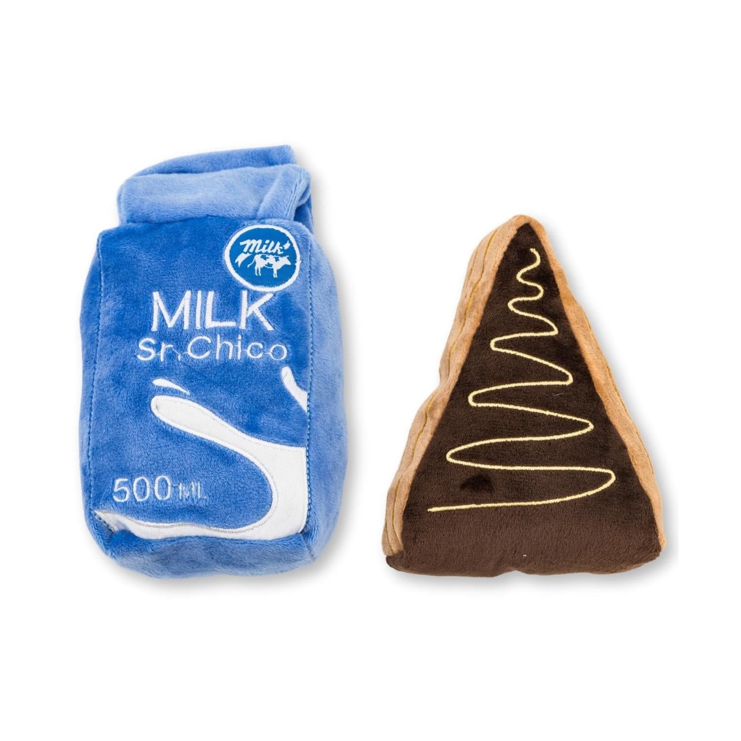 Cake Slice & Milk Midnight Snack Plush Dog Toy Gift Set – with Squeaker & Crinkle Paper - Purrfect Pet Kingdom