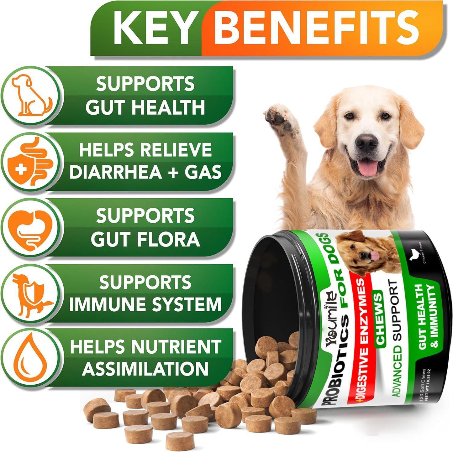 Dog Probiotics - Soft Chews for Gut & Seasonal Allergy Relief