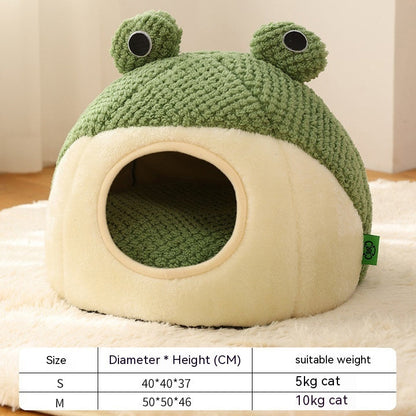 Cozy Frog Plush Pet Bed for Small Dogs and Cats Under 5KG