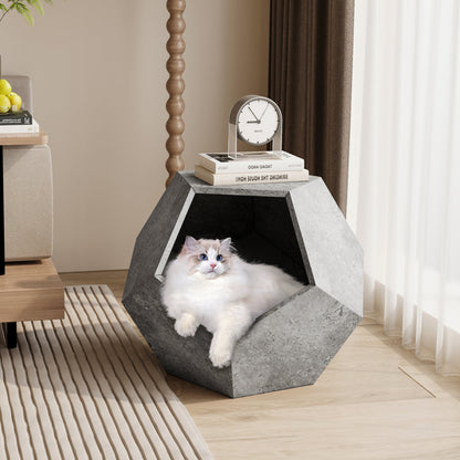 Modern Gray MDF Cat Litter Box Enclosure Side Table