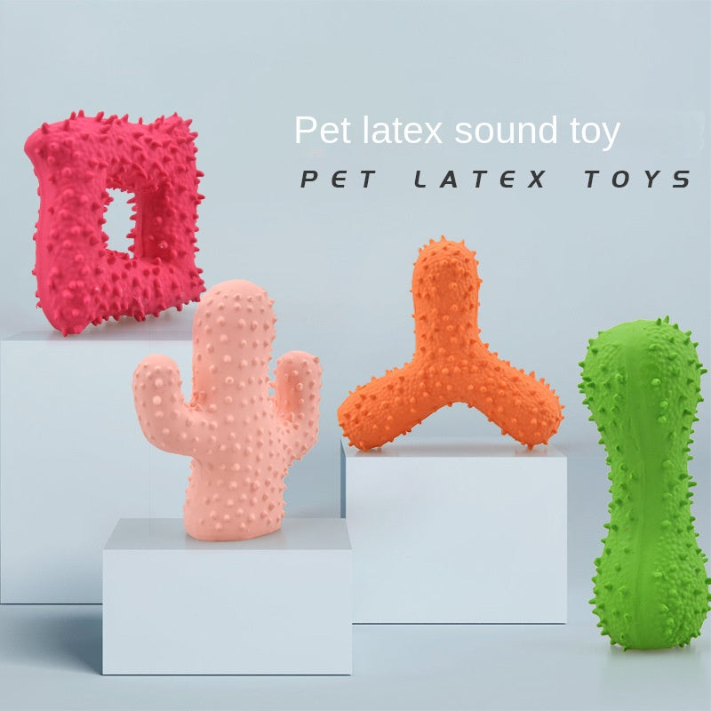 New Pet Latex Toy with Spiked Bone and Four-Corner Square Latex Sound Toy Durable Teeth-Cleaning Dog Toy - Purrfect Pet Kingdom