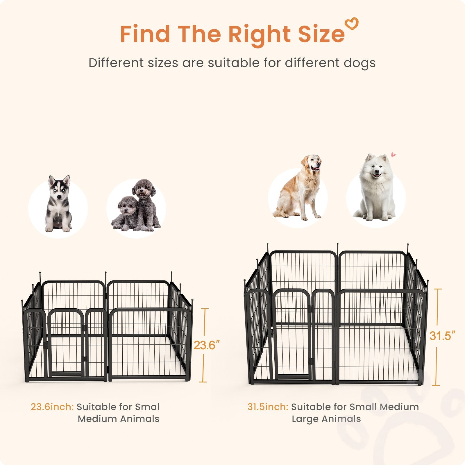 8-panel dog fence, 24 inch small dog pet fence, portable indoor pet game fence. Black, 22.2 inches wide x 23.6 inches high. - Purrfect Pet Kingdom