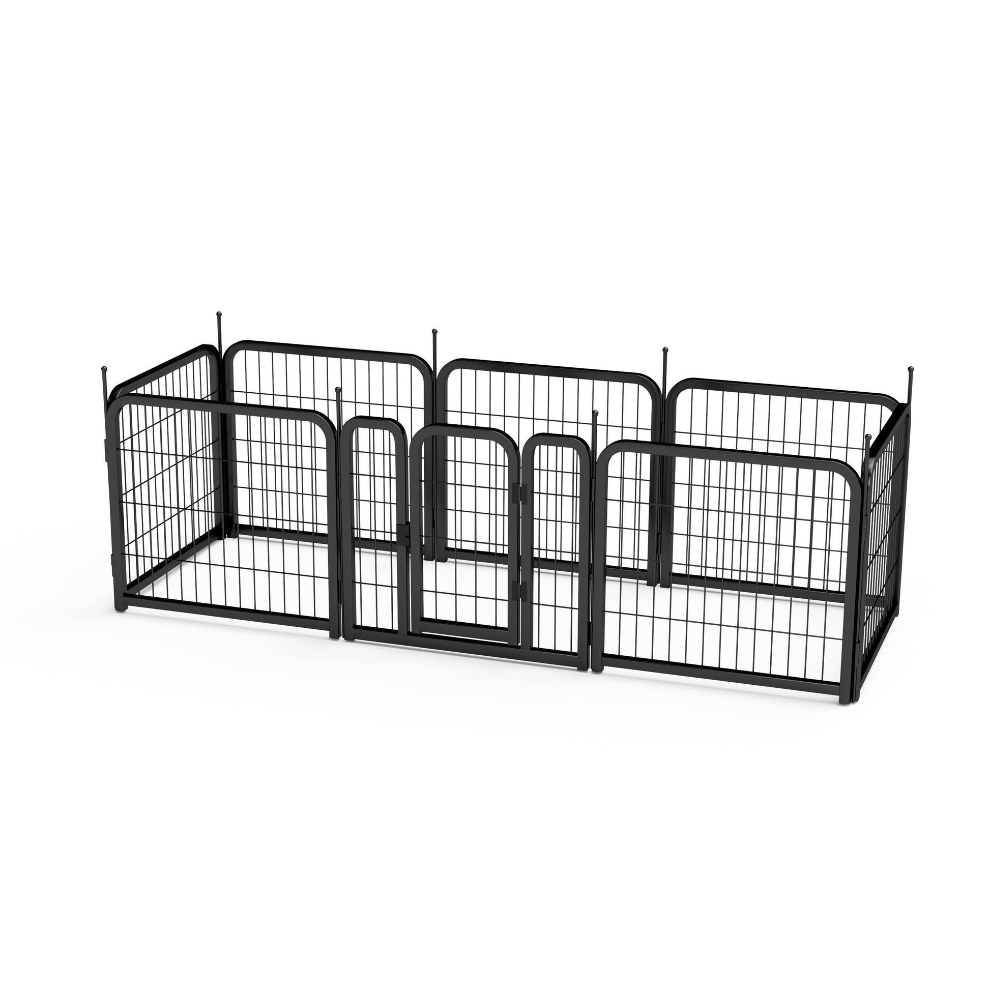 8-panel dog fence, 24 inch small dog pet fence, portable indoor pet game fence. Black, 22.2 inches wide x 23.6 inches high. - Purrfect Pet Kingdom