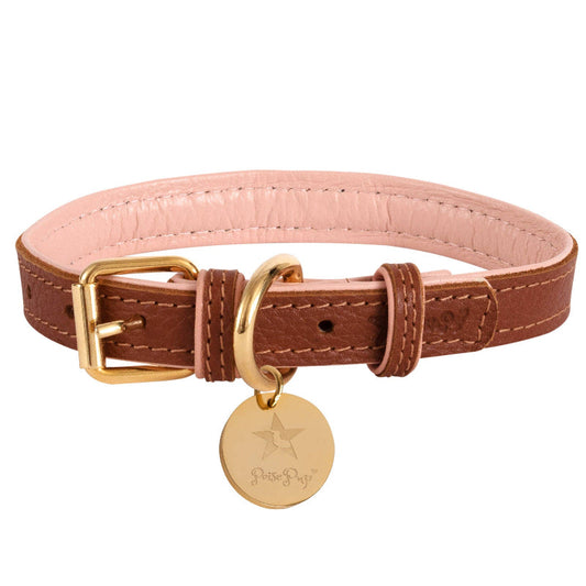 Poise Pup Bella Rose Brown and Pink Luxury Dog Collar