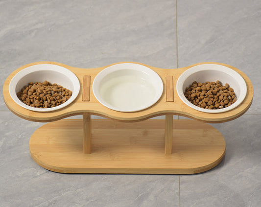 Wooden Pet Vertical Removable Neck Protector Food Basin