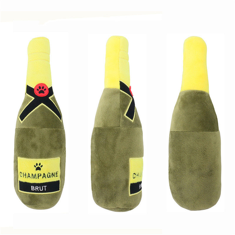 Pet Cats And Dogs Vocal Toys Plush Wine Bottle Chewing Teeth