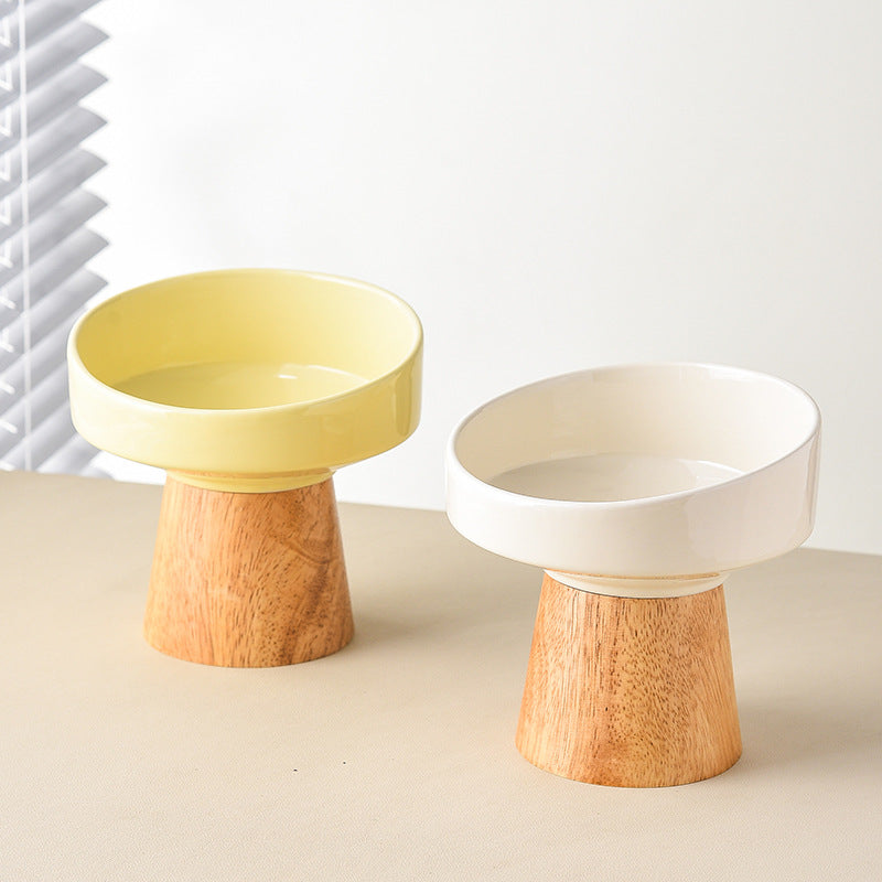 Purrfect Pet Kingdom Cat Ceramic Bowl Puppy Dogs Food Water Dish Bowls Pet Elevat (Beige) - Premium Pet Bowls & Feeders