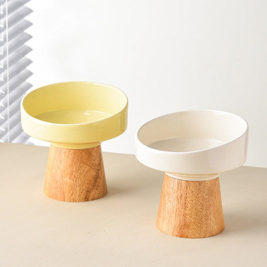 Purrfect Pet Kingdom Cat Ceramic Bowl Puppy Dogs Food Water Dish Bowls Pet Elevat (Beige) - Premium Pet Bowls & Feeders