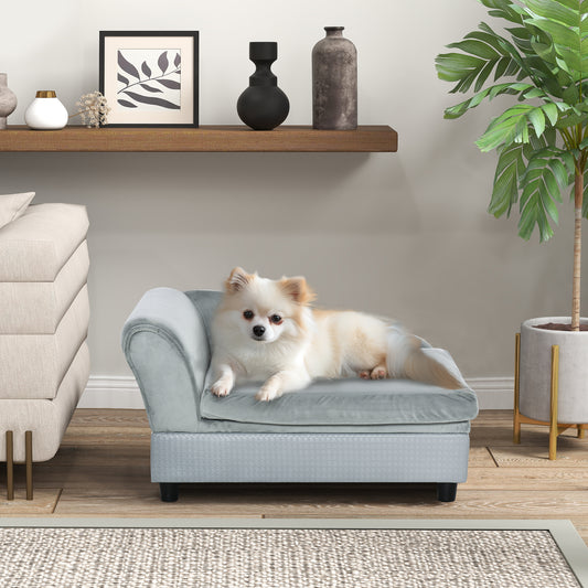 Luxury Dog Couch - Fancy Pet Sofa with Hidden Storage Gray