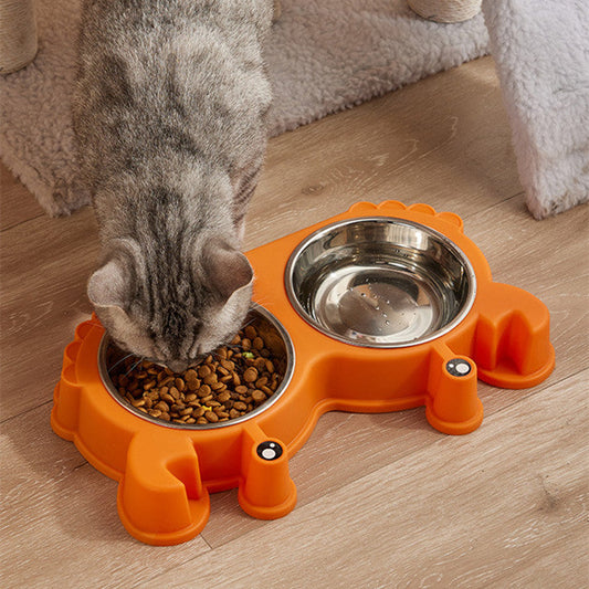 Removable Stainless Steel Double Bowl for Cats and Small Dogs