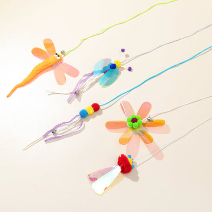 Cat Teaser Wand Toy With Shiny, Reflective Plastic Pieces