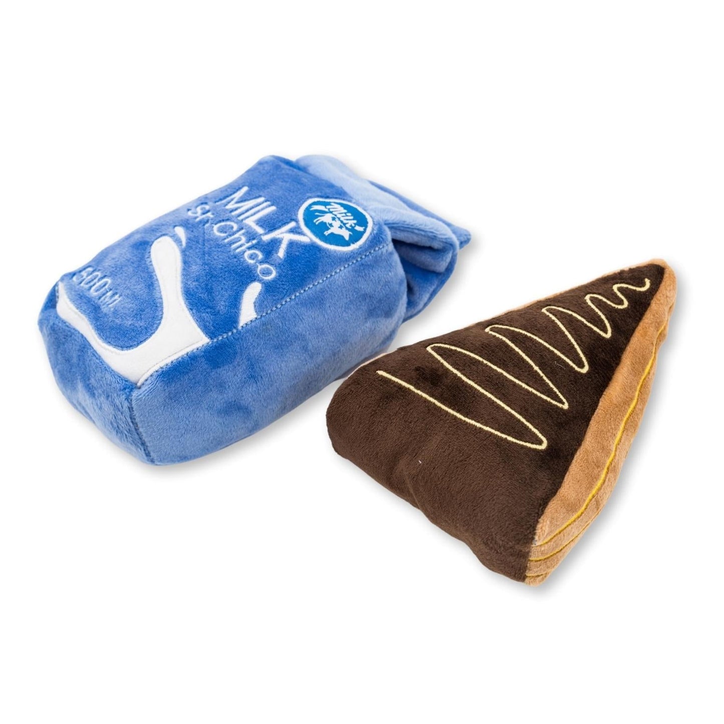 Cake Slice & Milk Midnight Snack Plush Dog Toy Gift Set – with Squeaker & Crinkle Paper - Purrfect Pet Kingdom