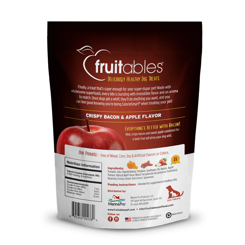 Fruitables Healthy Dog Treats: Crispy Bacon & Apple (7oz) - Fruitables Dog Treats - The Family Pet