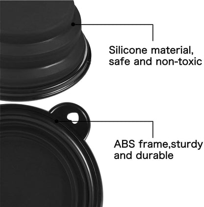 5" Portable and Foldable Small Dog Bowl-Black (5 Pieces)