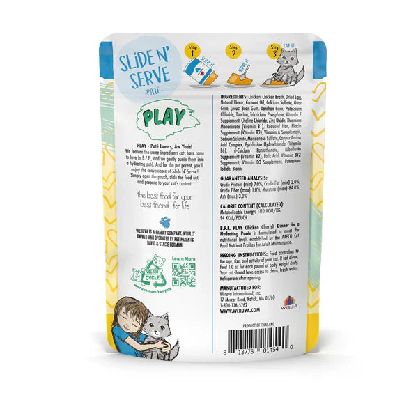 BFF Play Paté Cherish Chicken Wet Cat Pouch (3oz) - BFF Wet Cat Food - The Family Pet