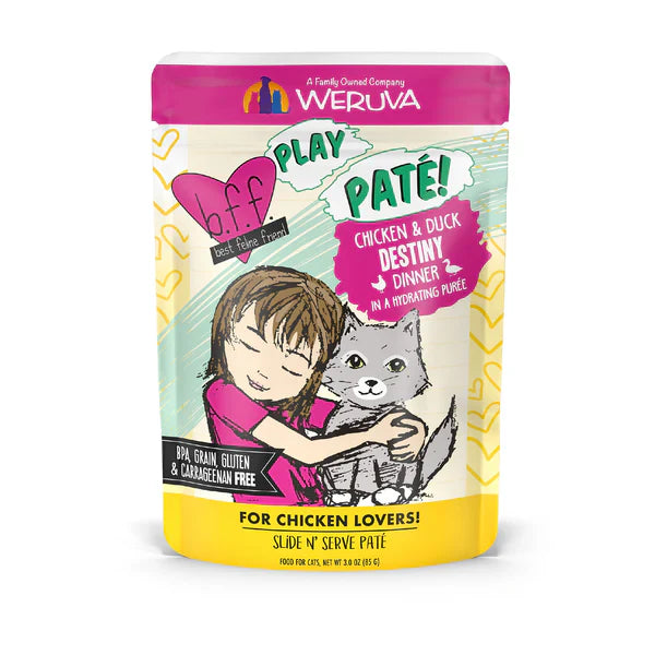 BFF Play Paté Destiny Chicken and Duck Wet Cat Pouch (3oz) - BFF Wet Cat Food - The Family Pet