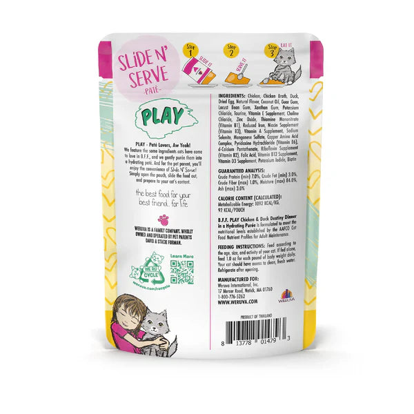 BFF Play Paté Destiny Chicken and Duck Wet Cat Pouch (3oz) - BFF Wet Cat Food - The Family Pet