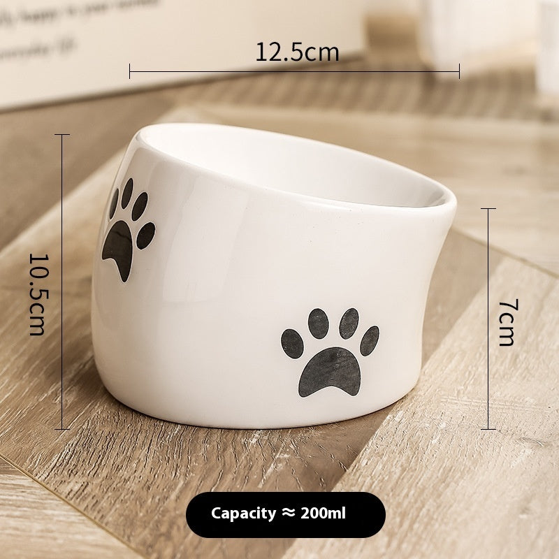 Drinking Water Neck Protection Pet Ceramic Oblique Mouth