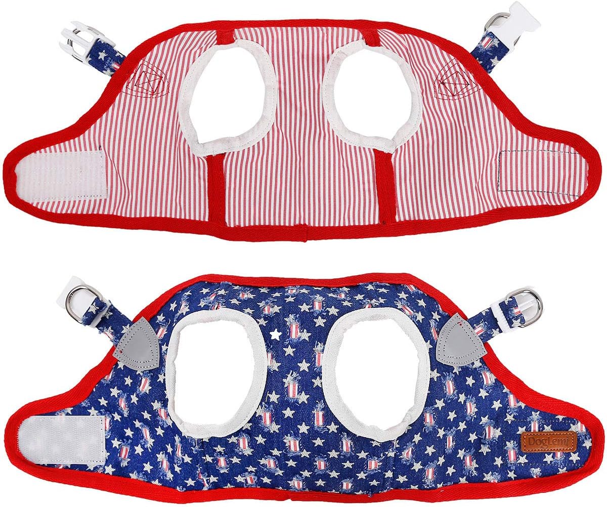 Denim Dog Harness with Star Print & Secure Buckle