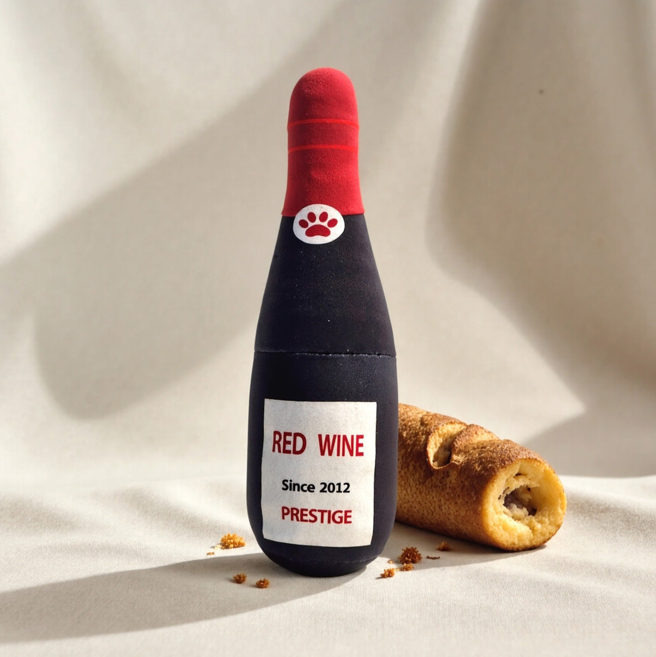 Dog Toy Realistic Wine Bottle Chew-Resistant Self-Entertainment Plush Toy for Cats and Dogs Teeth Cleaning Sound-Making Toy