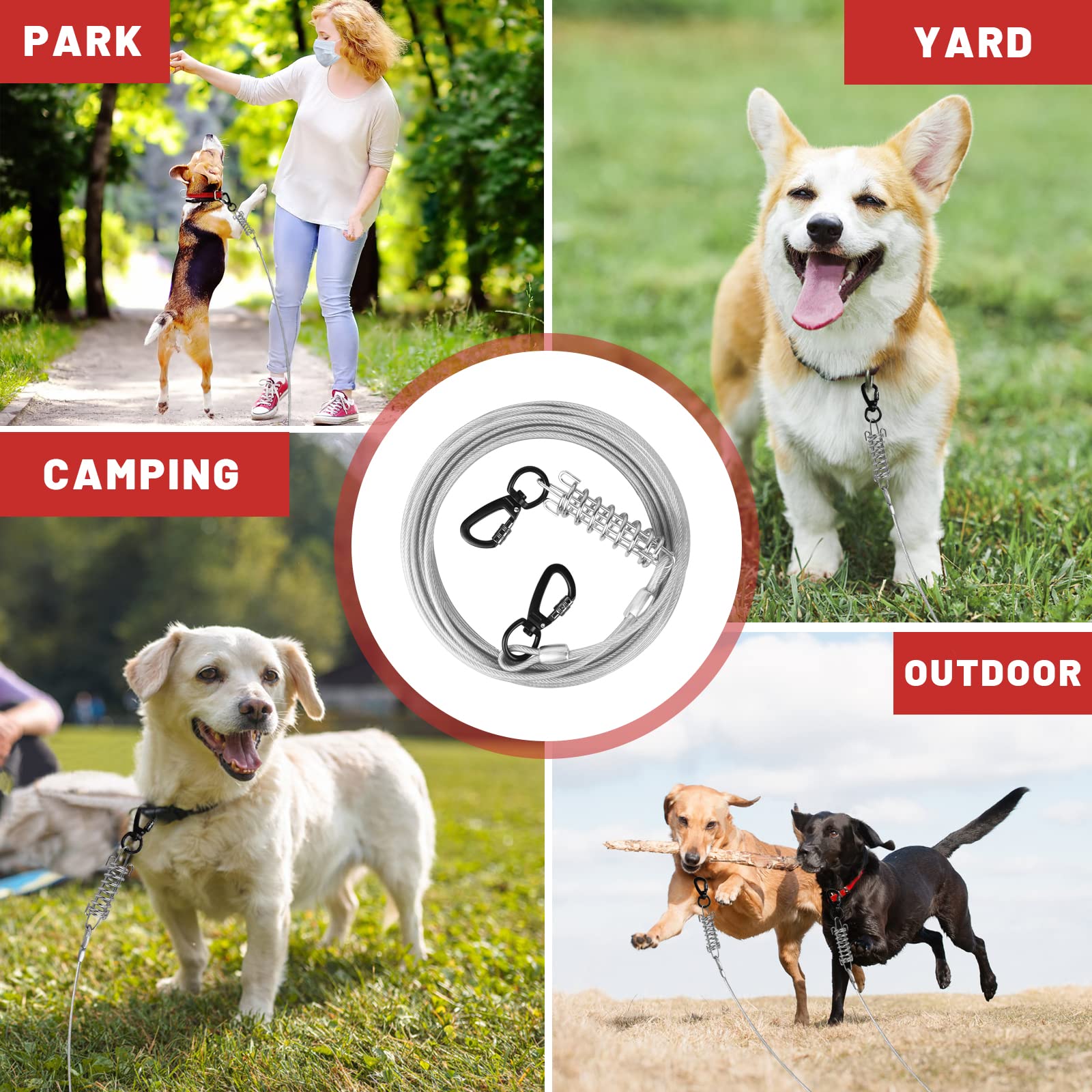 HaiYUAN Dog Tie Out Cable Steel Wire with Clips Blue 10-30 F