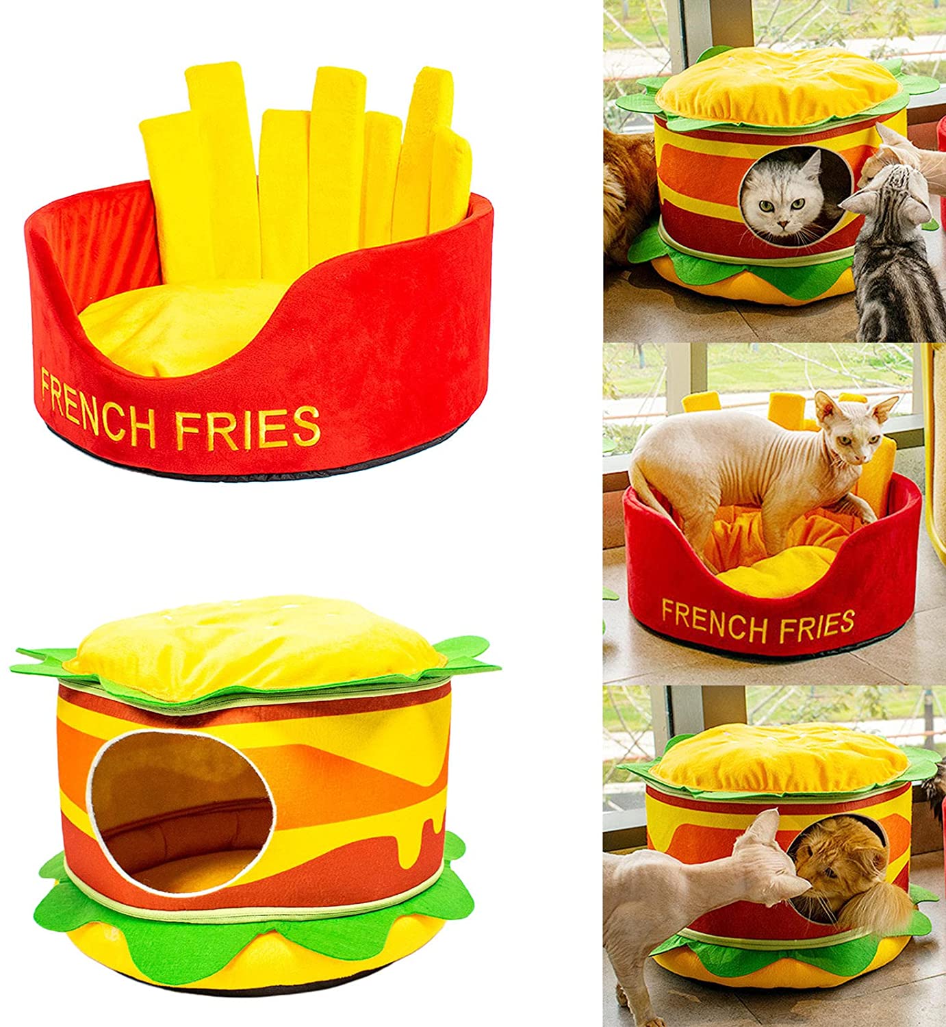 Hamburger French Fries Pet Bed - Purrfect Pet Kingdom