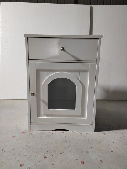 Wooden Pet House Cat Litter Box Enclosure with Drawer, Side