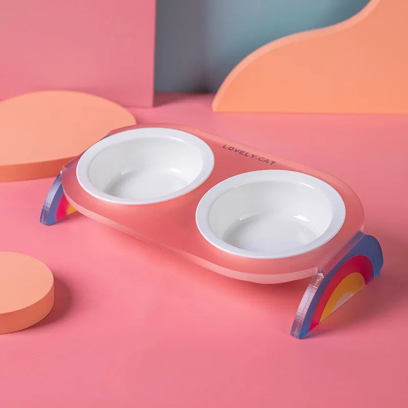 Cat Bowl Ceramic Double Bowl Water Bowl Grain Bowl High Leg