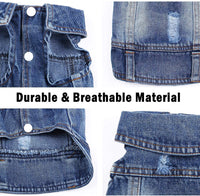 Pet Dog Cat Blue Denim Jeans Jacket Coat Vest