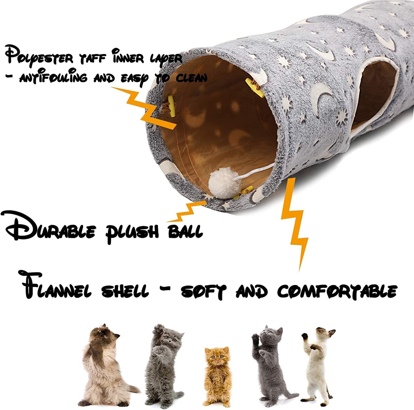 Cat Tunnel Collapsible With Plush Ball Toys